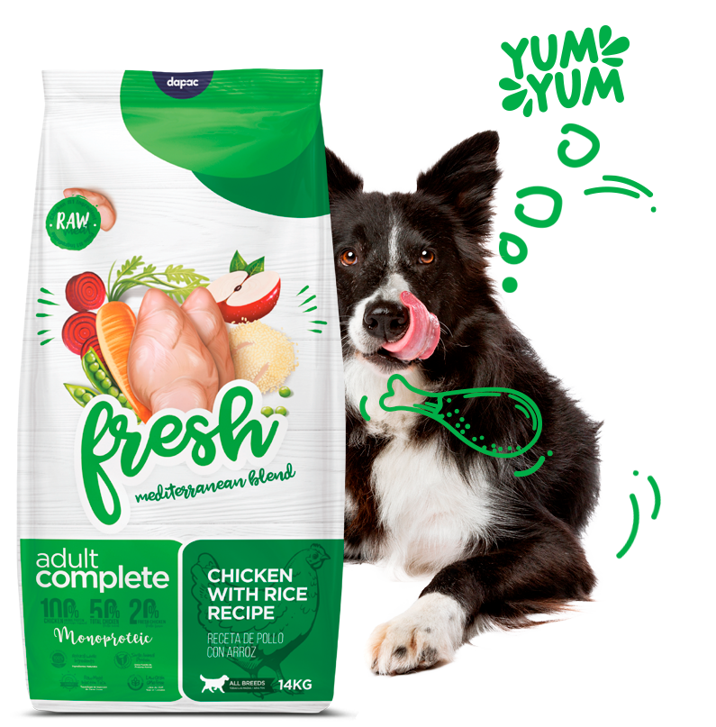 alimentacion mascotas sana fresca perro adulto pollo chicken carne arroz rice pienso seco proteina animal nutricion saludable
