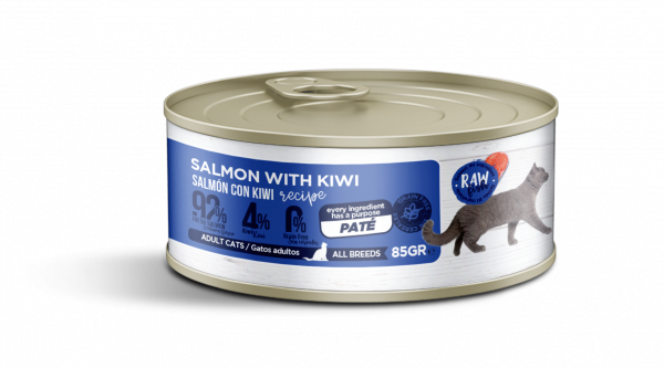 Paté para gatos de salmón apto para gatos esterilizados con kiwi