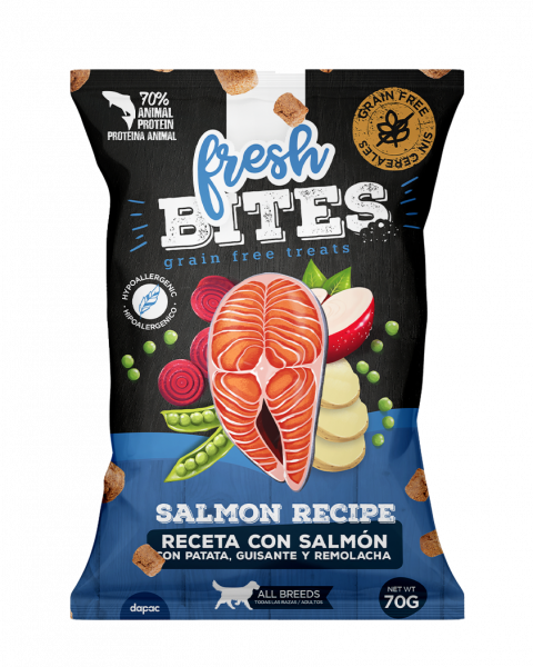 Fresh bites snacks grain free de salmón